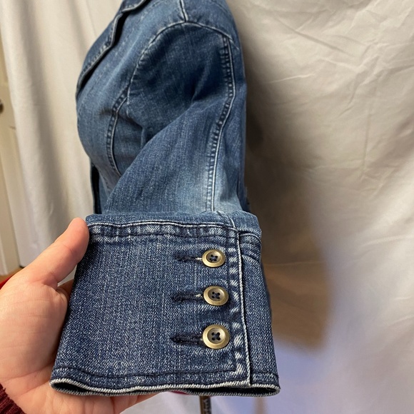 Contrast- single button, denim blazer/jacket - Picture 5 of 8